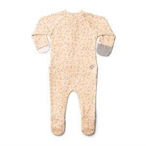 Goumi yellow Wildflowers footie / sleeper 0-3 EUC